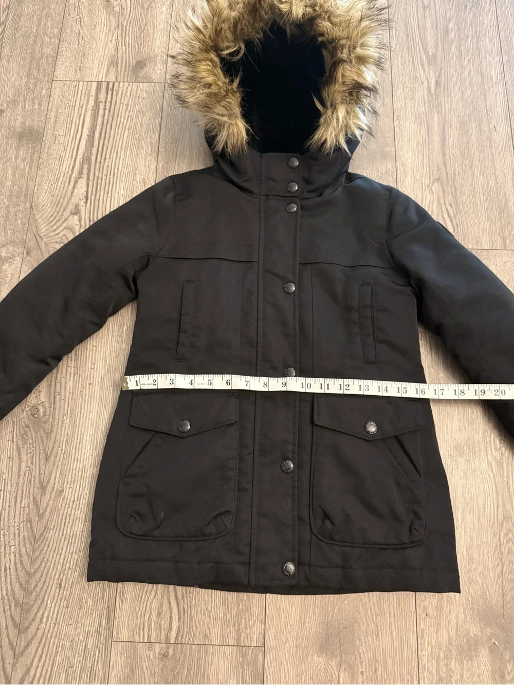 Gap Kids Black Cold Control Ultra Max Primaloft Storm Cuff Fur Hood Size Small